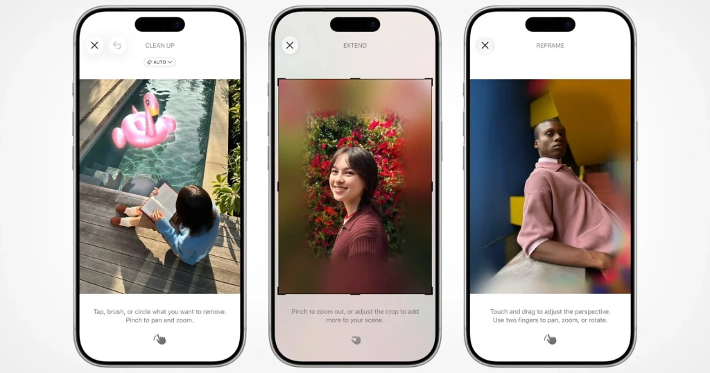 Tri nova AI alata u Apple Photos aplikaciji: Clean Up, Extend i Reframe na iPhone zaslonima