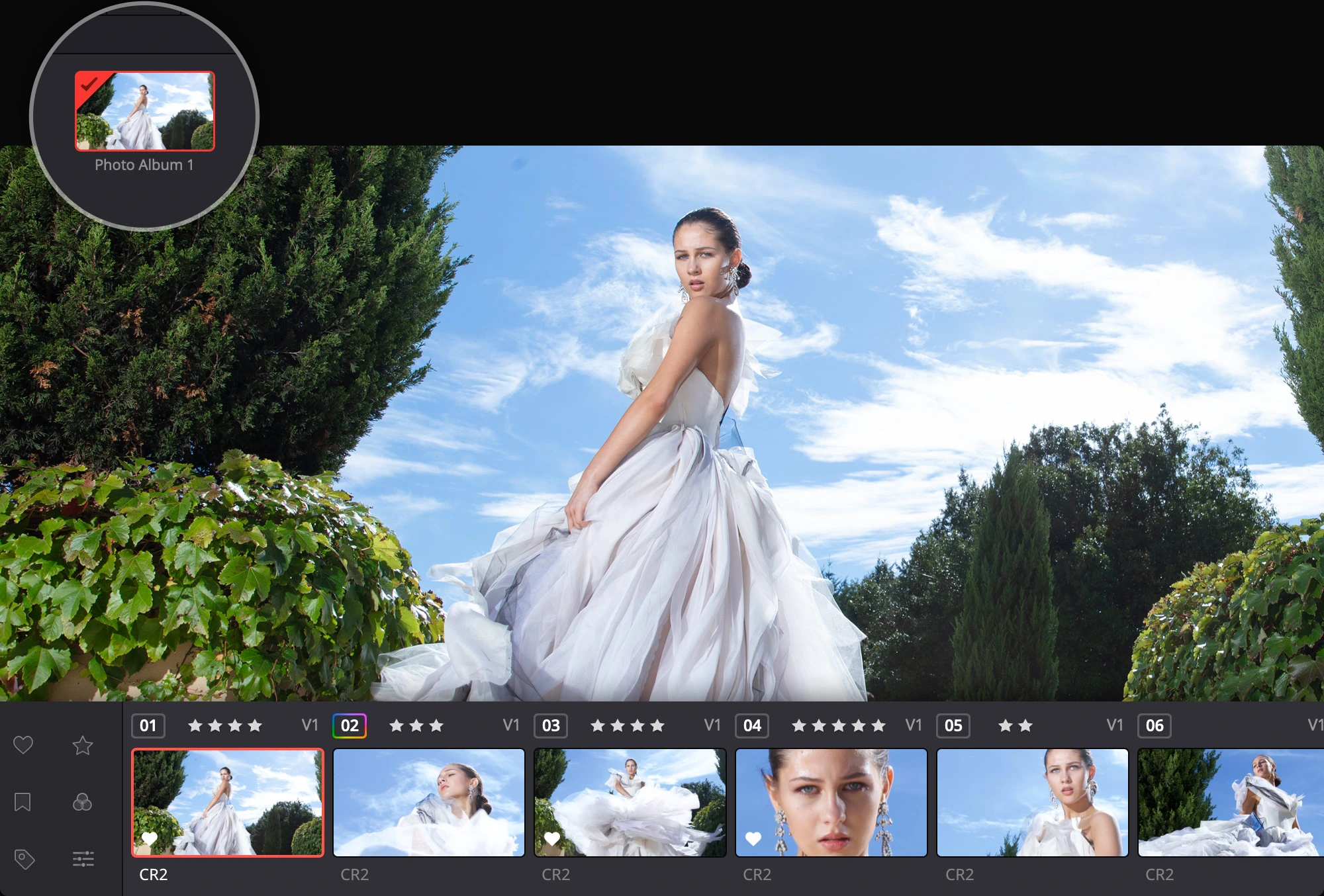 Organizacija fotografija u albume na Photo stranici DaVinci Resolvea 21