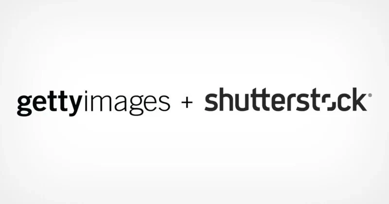 Logotipi Getty Images i Shutterstocka jedan pored drugoga na bijeloj podlozi