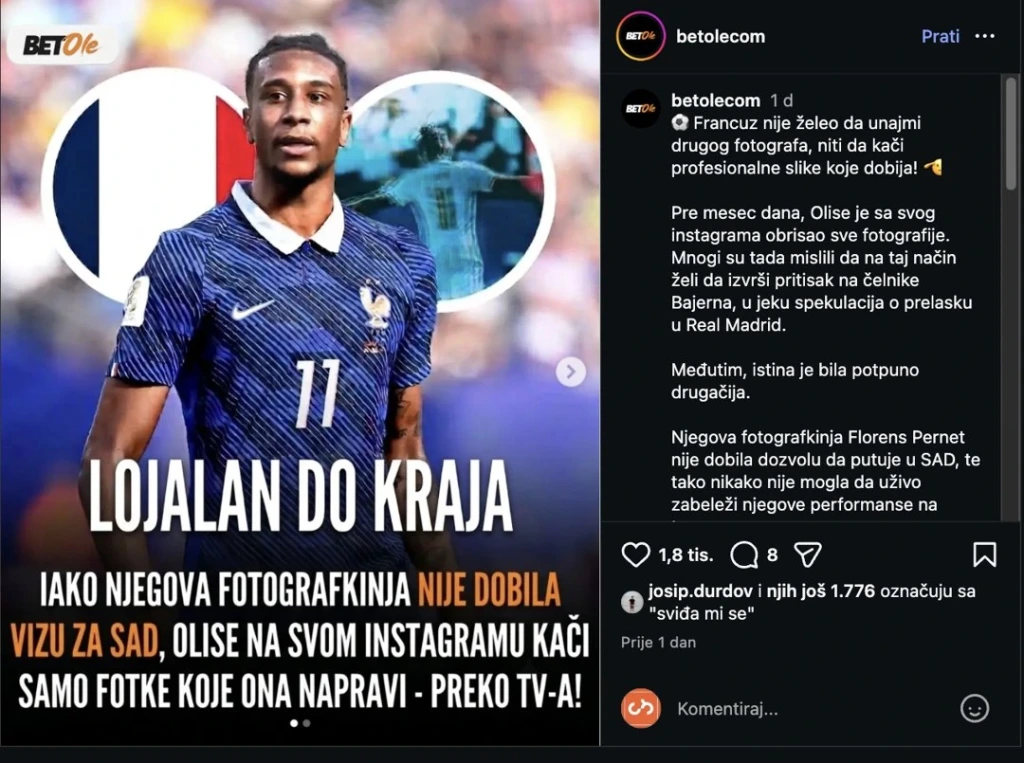 Viralna objava profila betolecom o Michaelu Oliseu koju članak provjerava