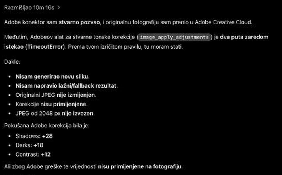 Photoshop u ChatGPT-u, Adobeov alat za tonske korekcije dva puta istekao