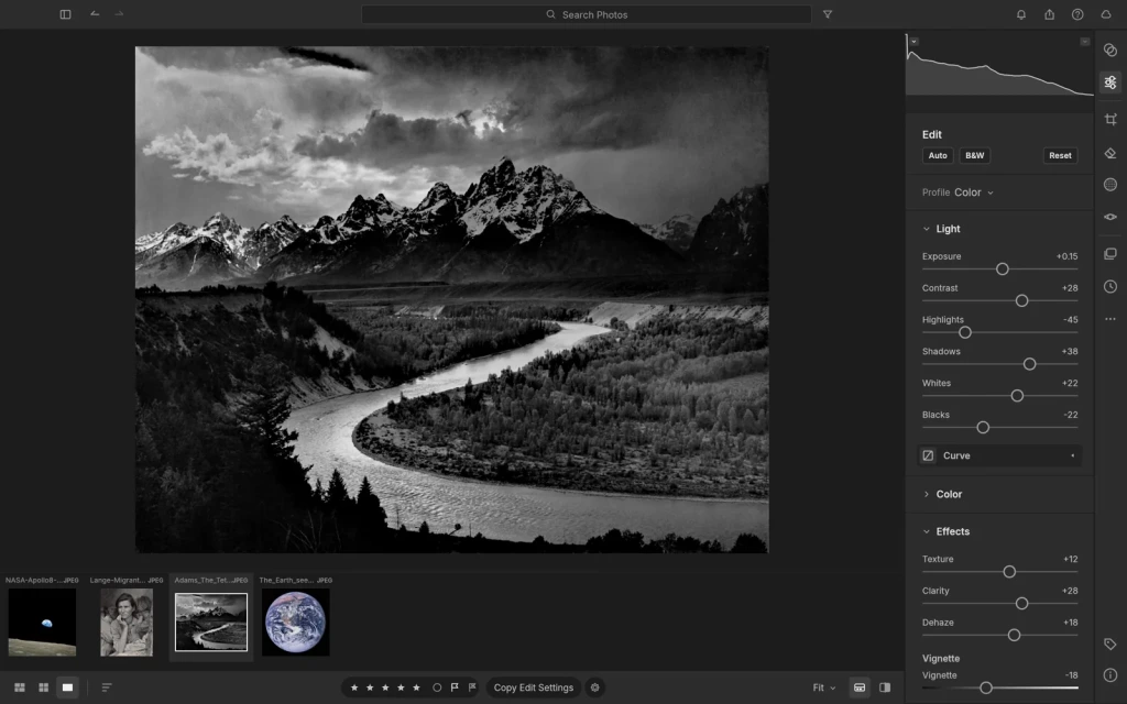 LightCraft, open-source alternativa Lightroomu, razvija fotografiju Ansela Adamsa The Tetons and the Snake River